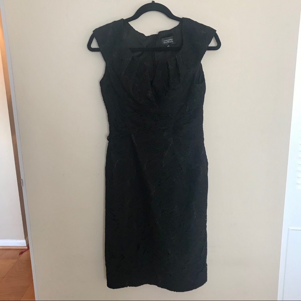 Adrianna Pappell Black Crochet Cocktail Dress LBD